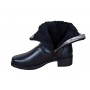 Ghete dama din piele naturala cu fermoar - Model negru imblanit 709N
